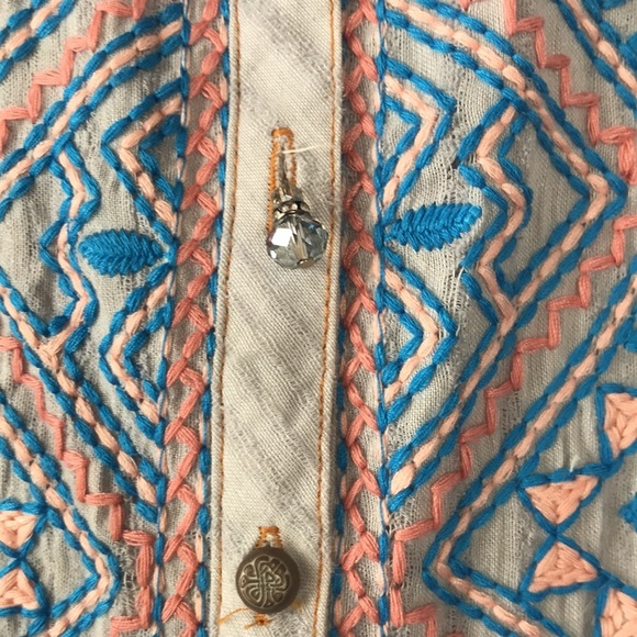 Arrata Silent Journey button down collared embroidered dress sz Small - Picture 5 of 12